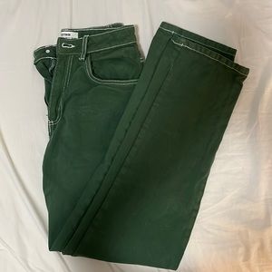 Green wide leg jeans